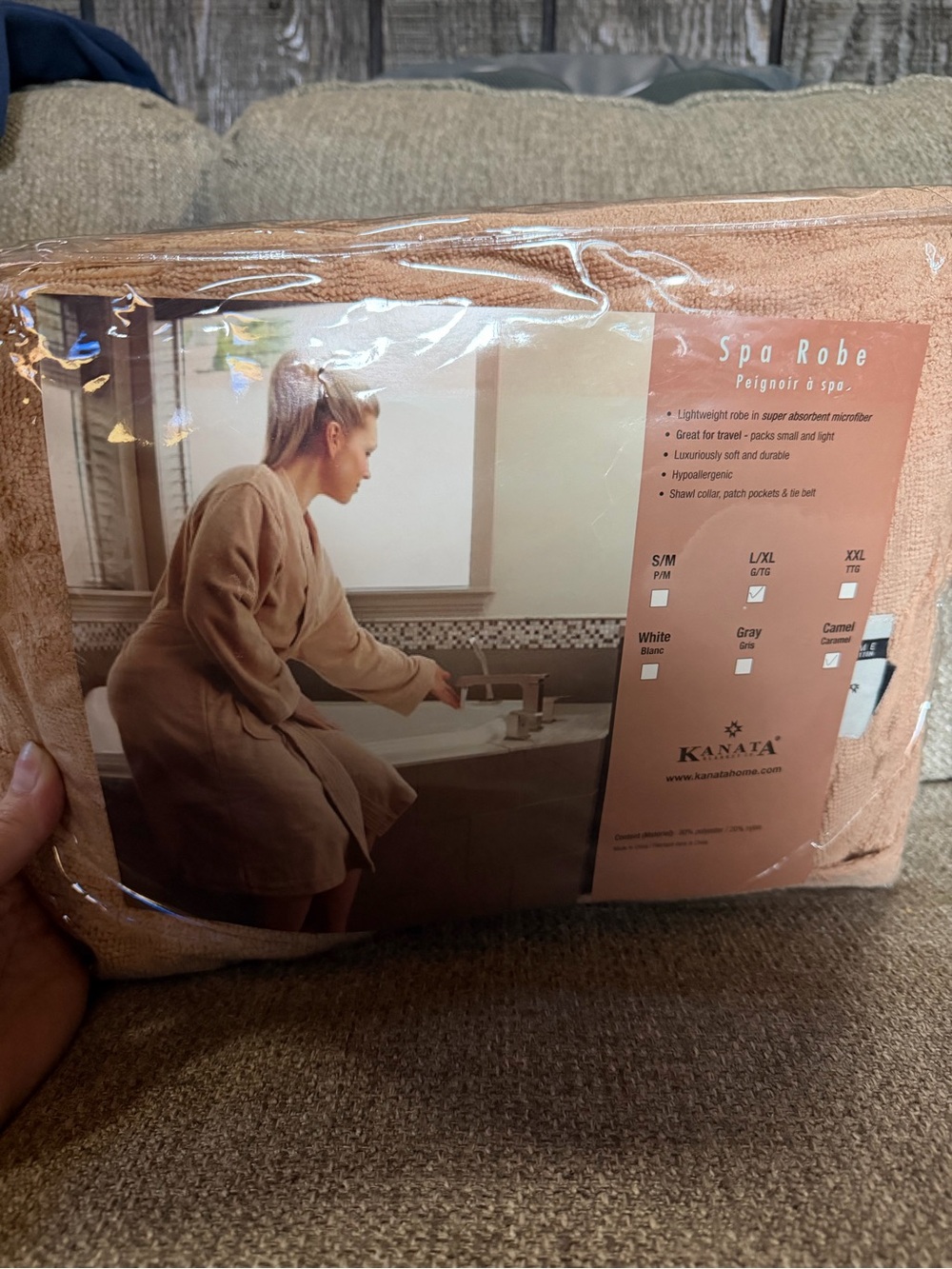 Camel Spa Robe - Lightweight Soft Bathrobe in Camel